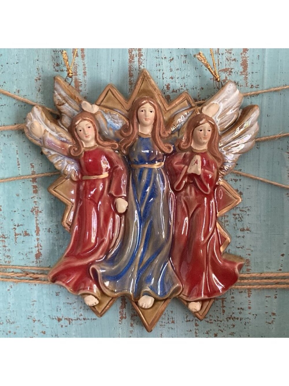 Vintage Ceramic Italian Style 3 Heavenly Angels Christmas Christian Decor